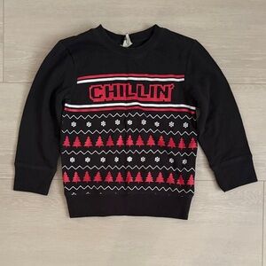 ✨ Cotton On Chillin Christmas Black and Red Kids Sweatshirt